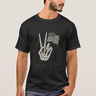 T-shirt Joyeux 4 juillet Signe de paix du drapeau américai