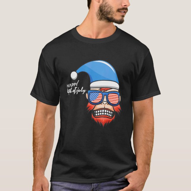 T-shirt Joyeux 4 juillet singe patriotique (Devant)