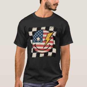 T-shirt Joyeux 4 juillet Super Smile À damiers