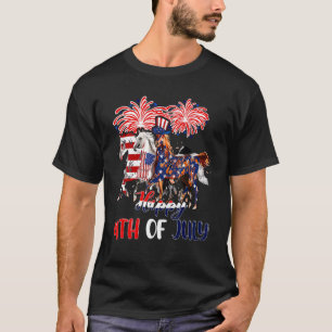 T-shirt Joyeux 4 juillet Trois Chevaux Drapeau Américain F