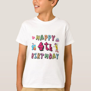T-shirt Joyeux 4e anniversaire. 4 ans b-jour.