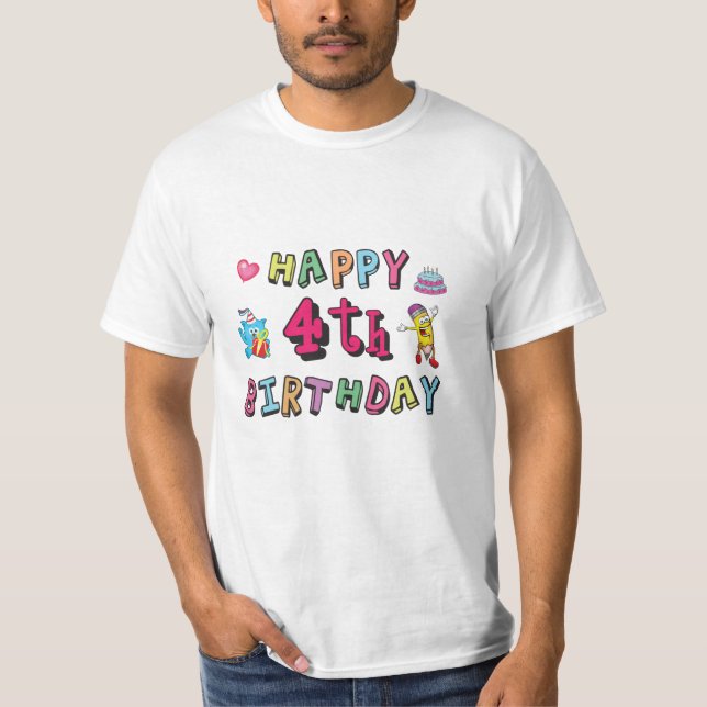 T-shirt Joyeux 4e anniversaire de Birthday 4 year b-day wi (Devant)