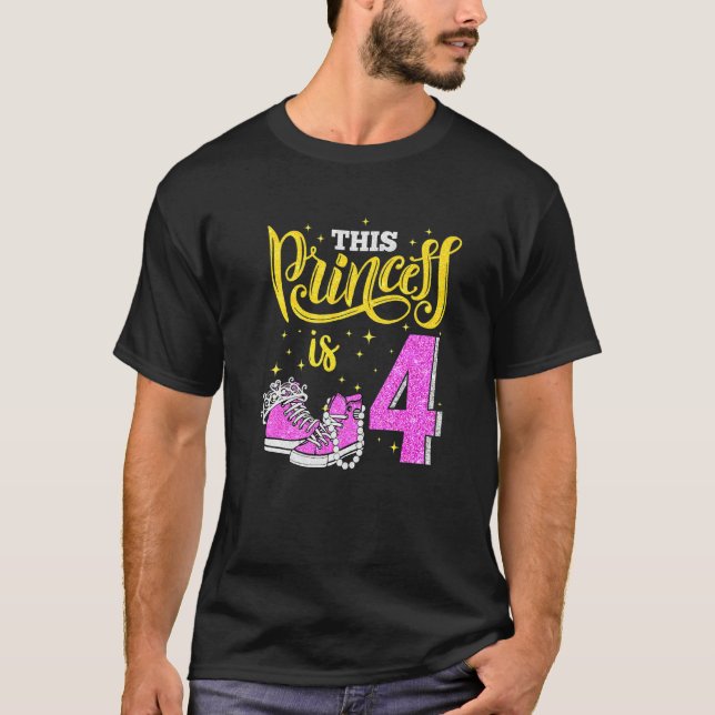 T-shirt Joyeux 4e anniversaire pour les filles Baskets Pea (Devant)