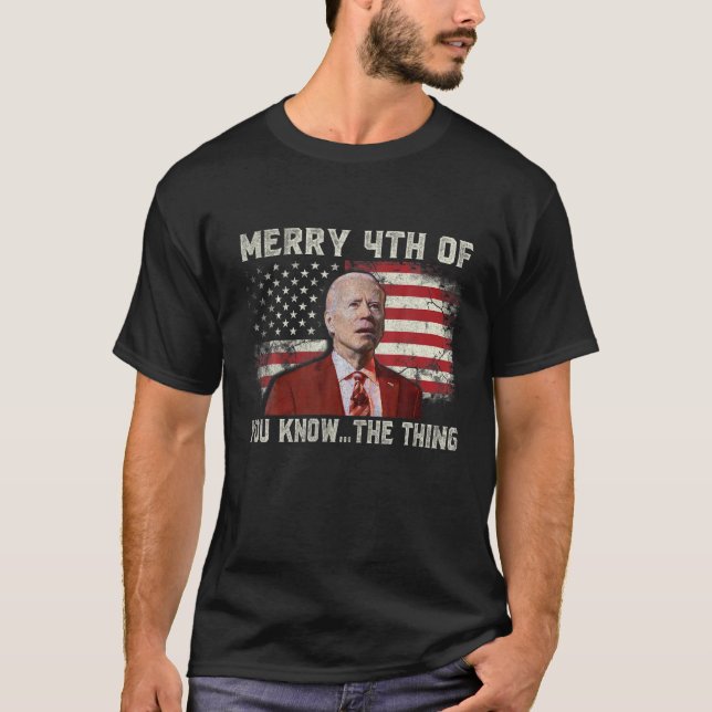 T-shirt Joyeux 4E De Fête des pères Drôle Biden Confus 4E (Devant)
