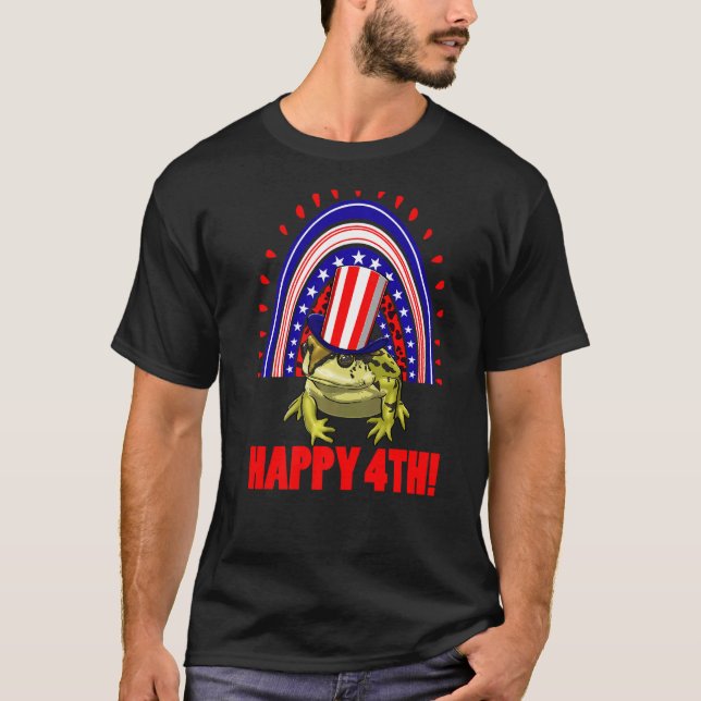 T-shirt Joyeux 4E Drapeau Américain Frog Femmes Frog Love (Devant)