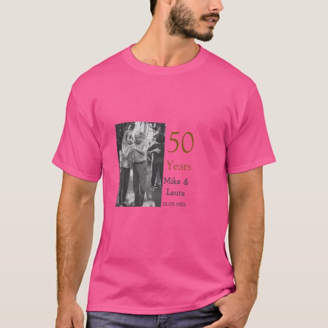 T-shirt Joyeux 50e anniversaire ajoutez nom du couple date (Devant)