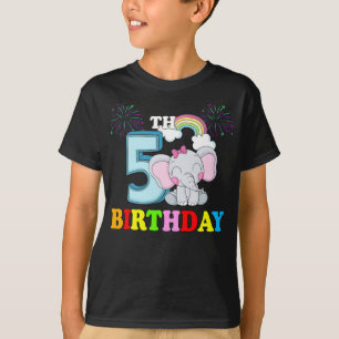 T-shirt Joyeux 5e anniversaire bébé bébé éléphant enfant -
