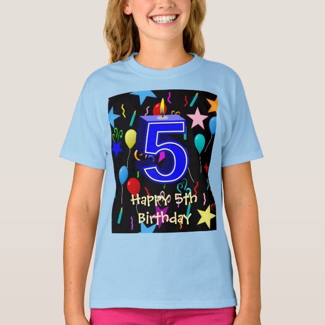 T-shirt Joyeux 5e Anniversaire Garçon (Devant)