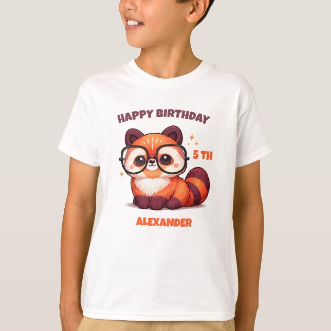 T-shirt Joyeux 5ème anniversaire Panda roux (Devant)
