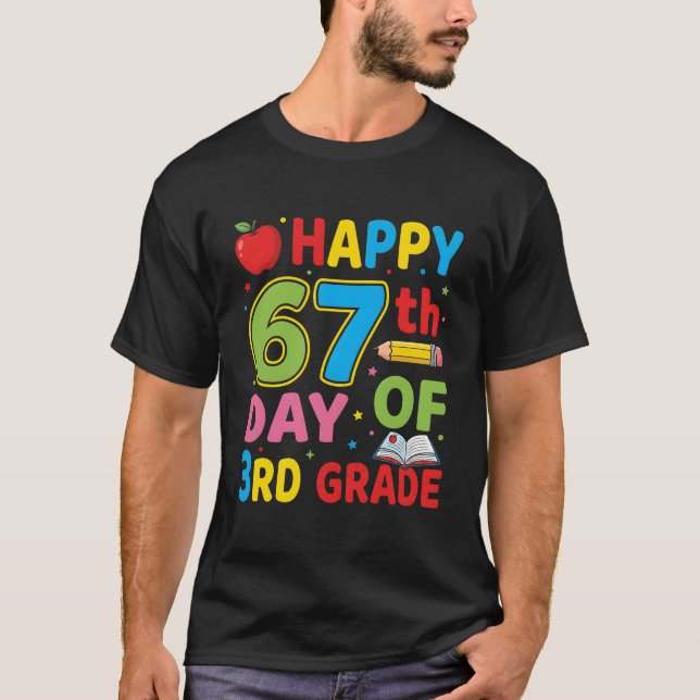 T-shirt Joyeux 67e jour d'école Enseignant Mignon Salle de (Devant)