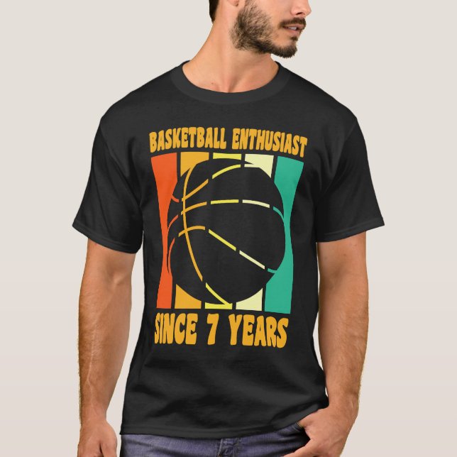 T-shirt Joyeux 7 Anniversaire 7 Anniversaire Retro Basketb (Devant)