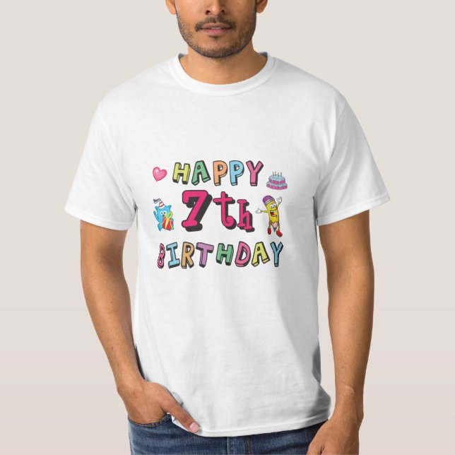 T-shirt Joyeux 7e anniversaire 7 ans souhaits (Devant)