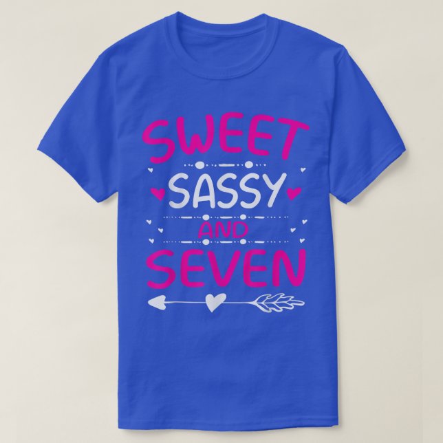 T-shirt Joyeux 7e anniversaire Sweet Sassy et Sept filles  (Design devant)