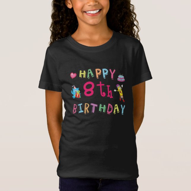 T-Shirt Joyeux 8e anniversaire. 8 ans b-jour. (Devant)