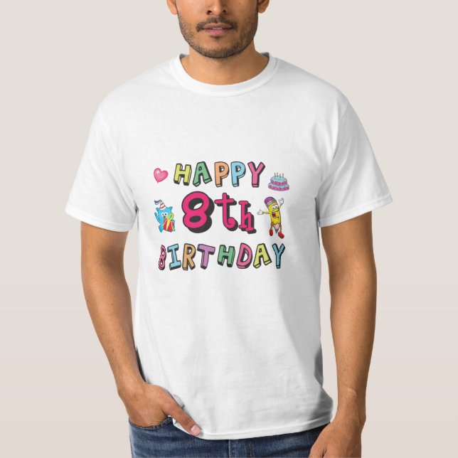T-shirt Joyeux 8e anniversaire. 8 ans de voeux (Devant)
