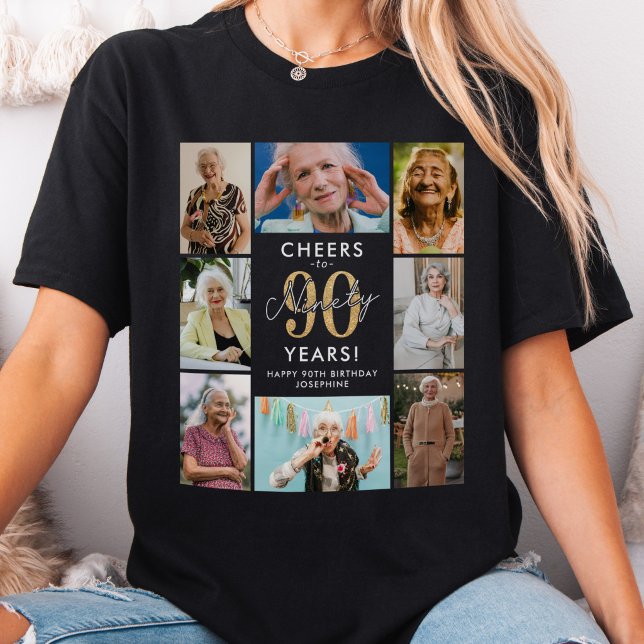 T-shirt Joyeux 90 ans Collage Photo Anniversaire (Créateur téléchargé)