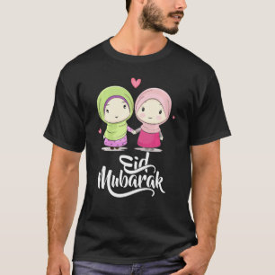 T-shirt Joyeux Aïd Moubarak Avec Hijab Filles Musulmanes