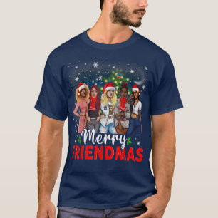 T-shirt Joyeux amis Xmas Noir Afro Fier San