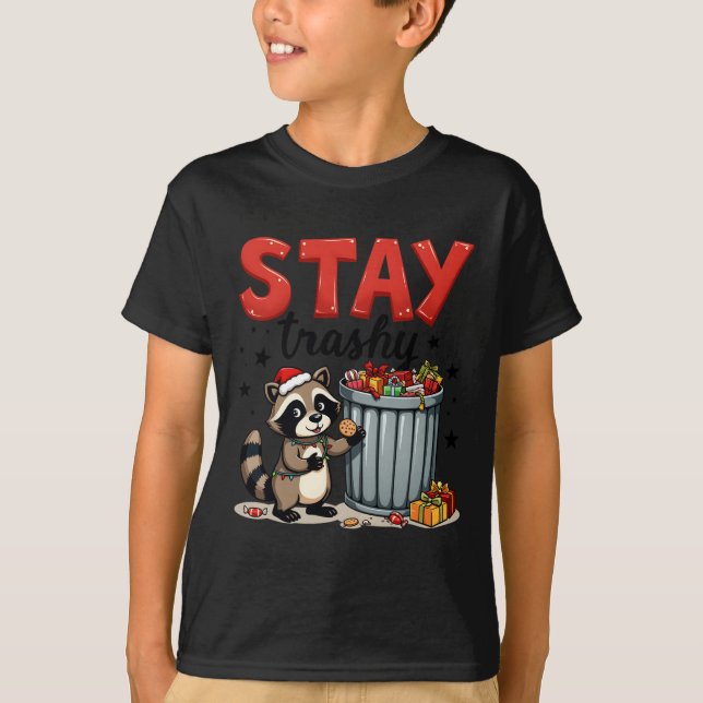 T-shirt Joyeux Amoureux des animaux de Noël Rester Trashy  (Devant)