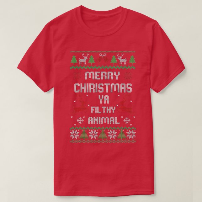 T-shirt Joyeux animal de Noël sale Ya (Design devant)