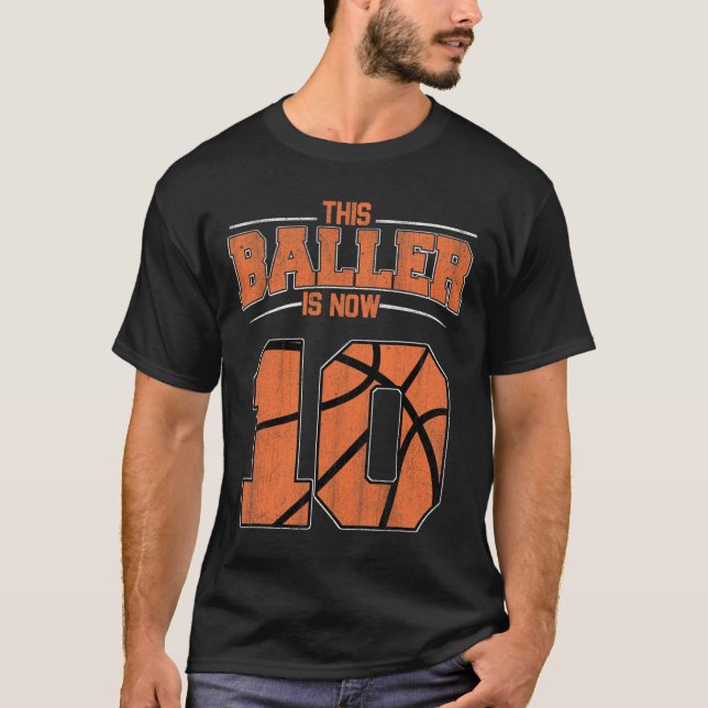 T-shirt Joyeux anniversaire 10e 10 ans Basketball Garçons  (Devant)