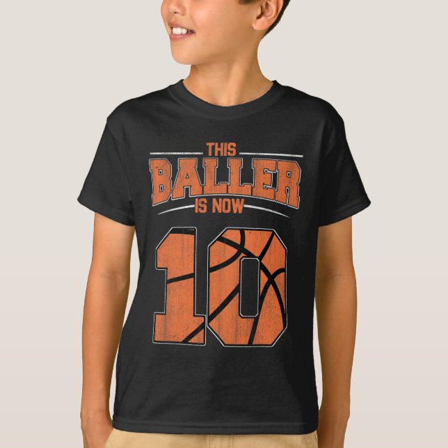 T-shirt Joyeux anniversaire 10e 10 ans Basketball Garçons  (Devant)