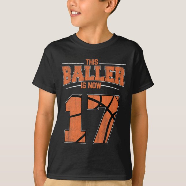 T-shirt Joyeux Anniversaire 17 Ans Basketball Garçons Seve (Devant)