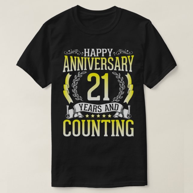 T-shirt Joyeux Anniversaire 21 Ans Et Compter Marié Hu (Design devant)