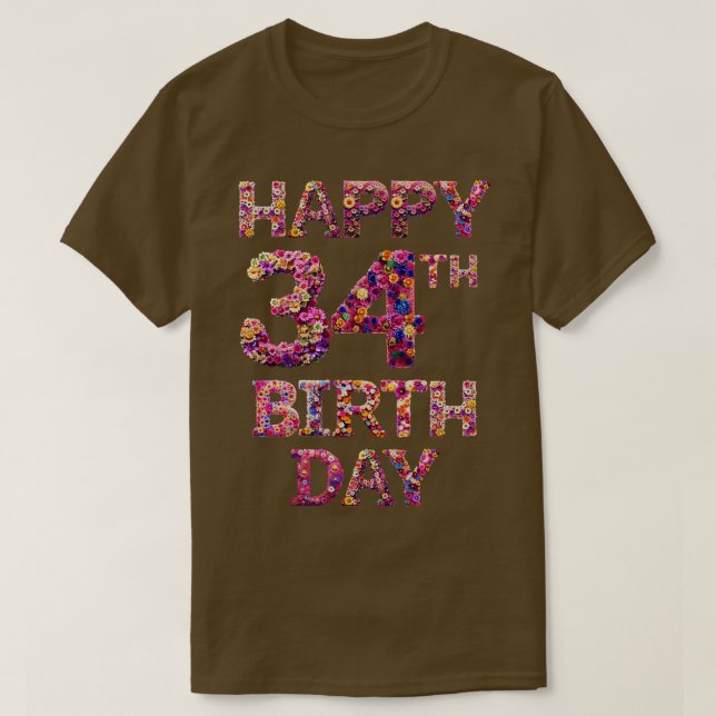 T-shirt Joyeux anniversaire 34e (Design devant)