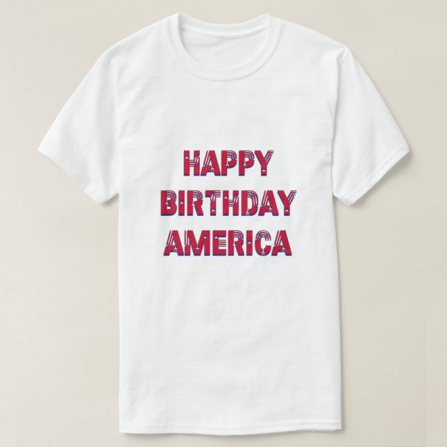 T-shirt Joyeux anniversaire America Stars Stripes Red Blue (Design devant)