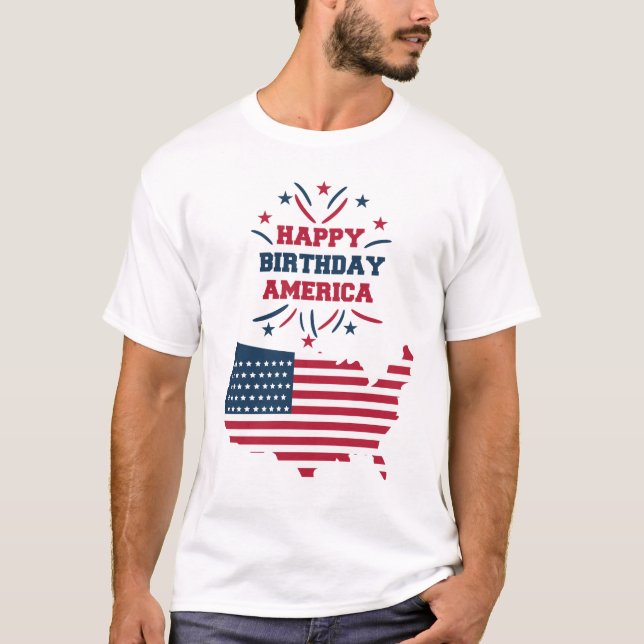 T-shirt joyeux anniversaire amérique (Devant)