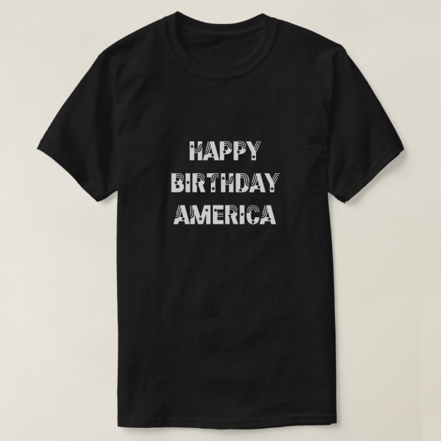 T-shirt Joyeux Anniversaire Amérique étoiles rayures noir  (Design devant)