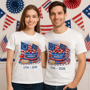T-shirt Joyeux Anniversaire Amérique Patriotique Unisexe 