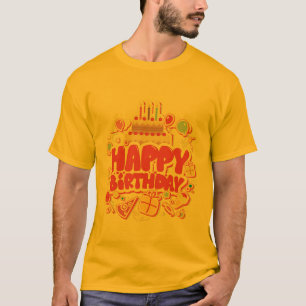 T-shirt Joyeux anniversaire avec gâteau d'anniversaire