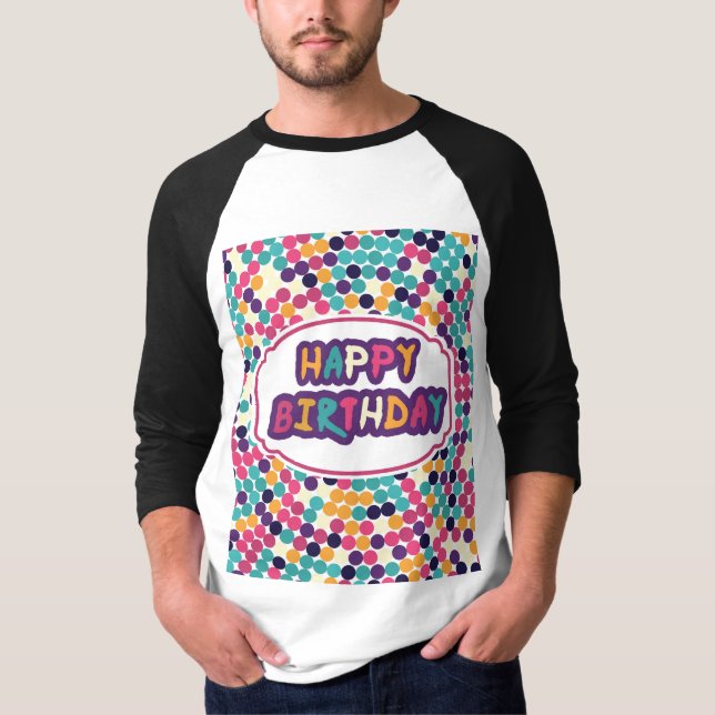 T-shirt Joyeux anniversaire avec texte personnalisé Cercle (Devant)