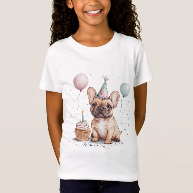 T-Shirt Joyeux Anniversaire Bouledogue Français (Devant)