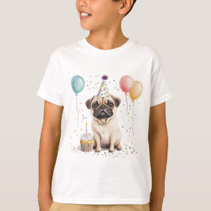 T-shirt Joyeux Anniversaire Chien Pug