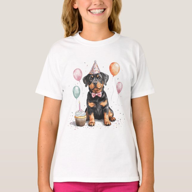 T-shirt Joyeux Anniversaire Chien Rottweiler (Devant)