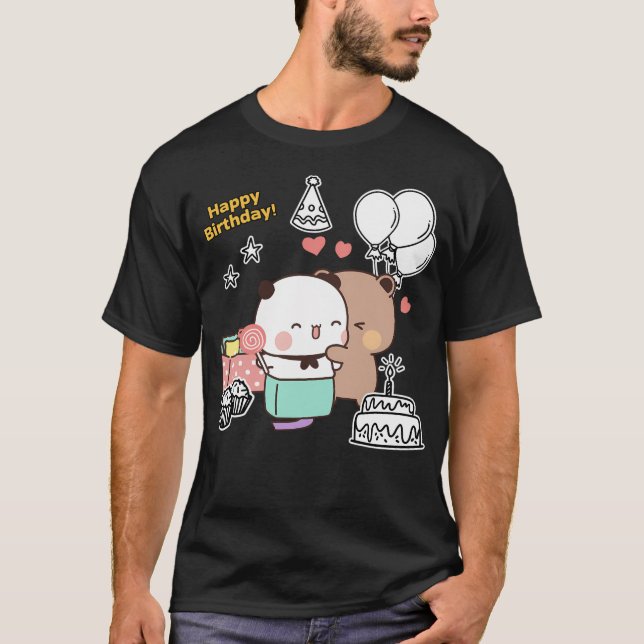 T-shirt Joyeux Anniversaire De Dudu Bear Et Bubu Panda (Devant)