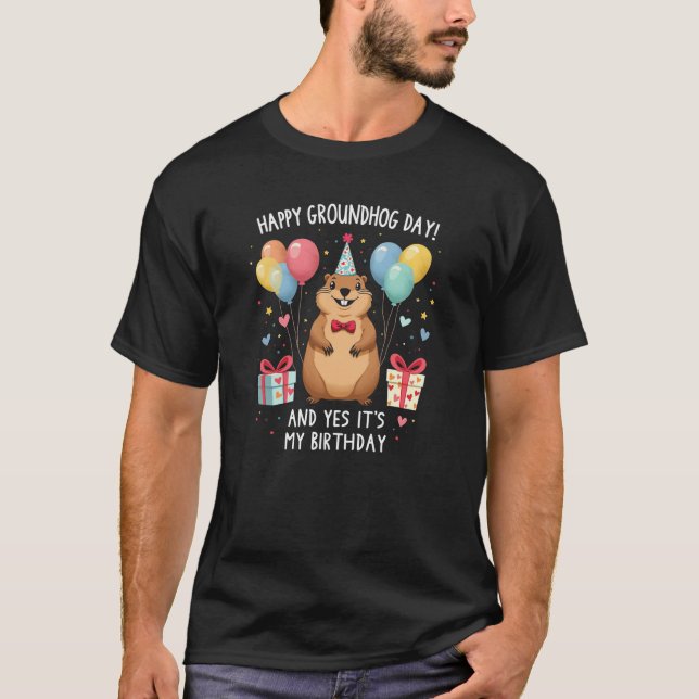 T-shirt Joyeux anniversaire de la marmotte (Devant)