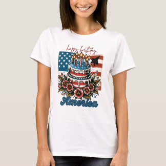 T-shirt Joyeux anniversaire de l'Amérique avec F-22 Jet