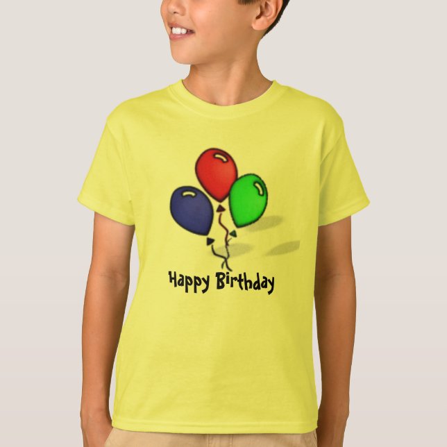 T-shirt Joyeux anniversaire de trois ballons (Devant)