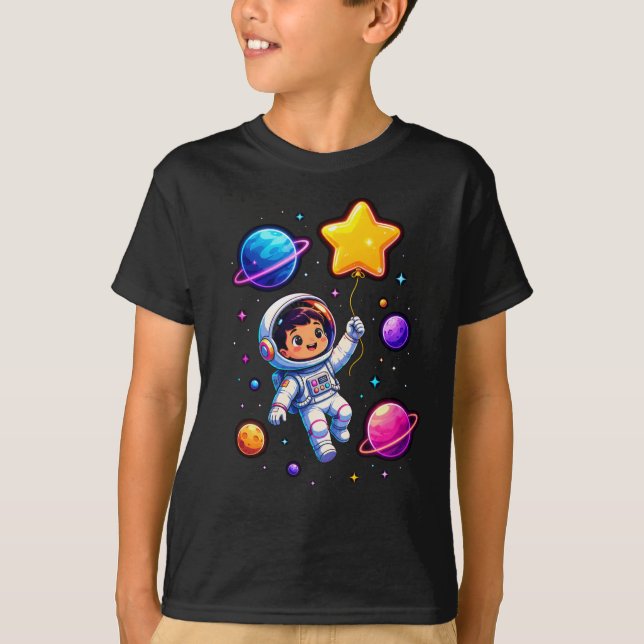 T-shirt Joyeux Anniversaire Enfant Explorateur Spatial Ast (Devant)