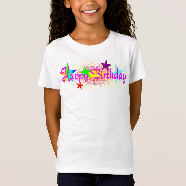 T-Shirt Joyeux anniversaire et étoiles - (Devant)