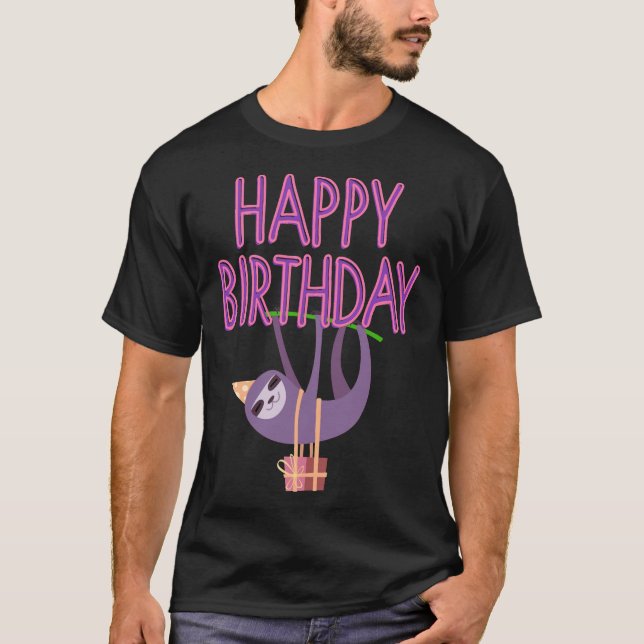 T-shirt Joyeux Anniversaire Fun Sloth (Devant)