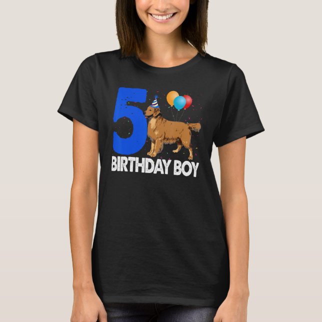 T-shirt Joyeux anniversaire garçon 5 Golden Retriever Chie (Devant)