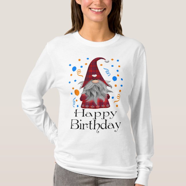 T-shirt Joyeux Anniversaire Gnome Plaid Mignonne cadeaux d (Devant)