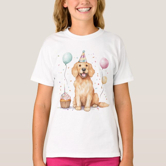 T-shirt Joyeux Anniversaire Golden Retriever Chien (Devant)