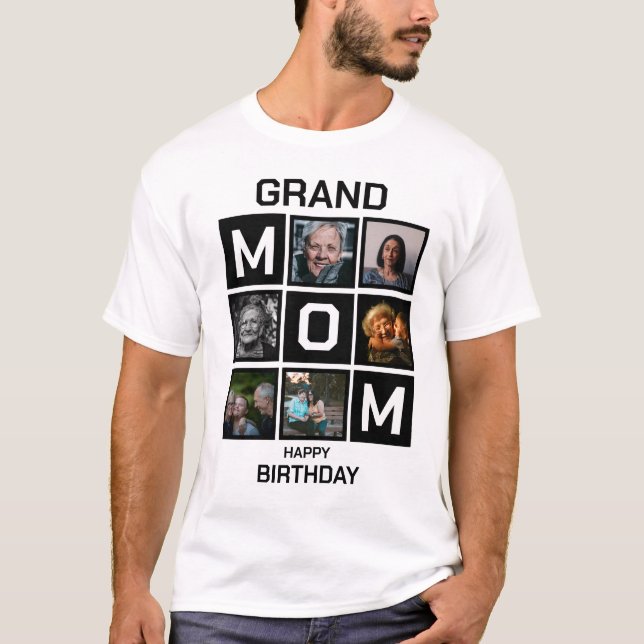 T-shirt Joyeux anniversaire Grand Mom 6 Photo Collage (Devant)
