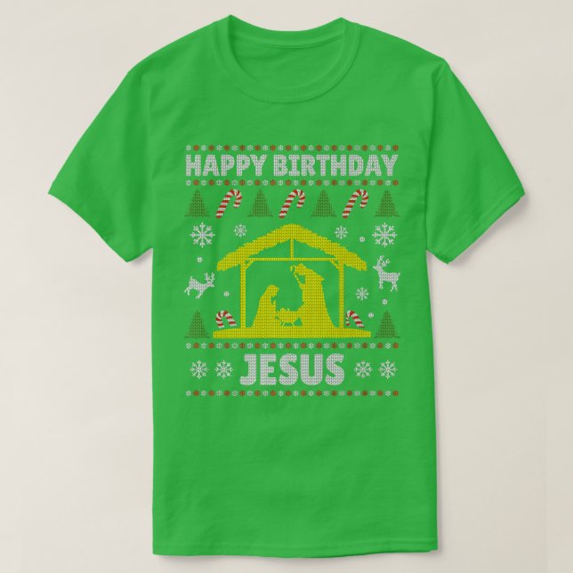 T-shirt Joyeux Anniversaire Jésus Fête Noël Doux moche (Design devant)